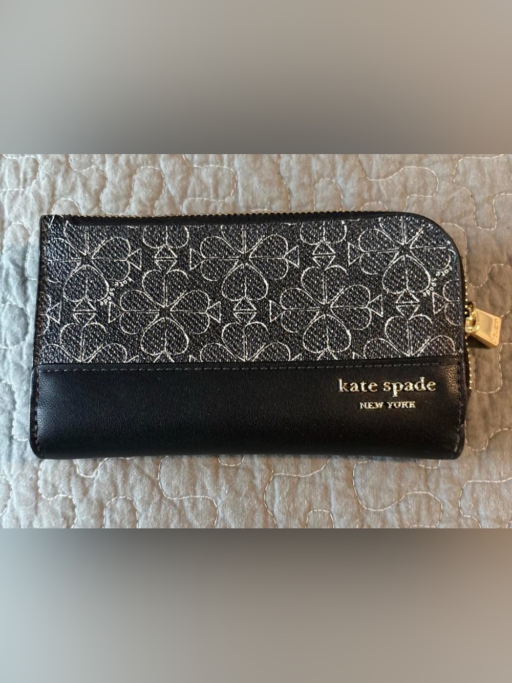 kate spade Black and White Logo Continental Wallet